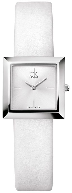 Buy Shop Calvin Klein Mark Silver Dial White Leather Strap Watch for Women - K3R231L6 USA Online