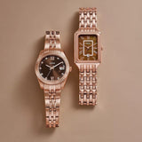 Buy Shop Fossil Raquel Three Hand Date Brown Dial Rose Gold Steel Strap Watch For Women - ES5323 USA Online