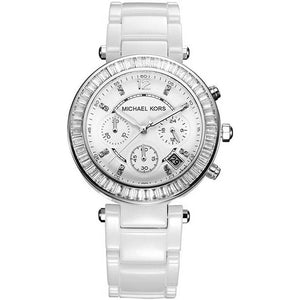 Buy Shop Michael Kors Parker White Dial White Leather Strap Watch for Women - MK5848 USA Online