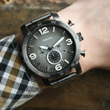 Buy Shop Fossil Nate Chronograph Gunmetal Dial Grey Steel Strap Watch for Men - JR1437 USA Online