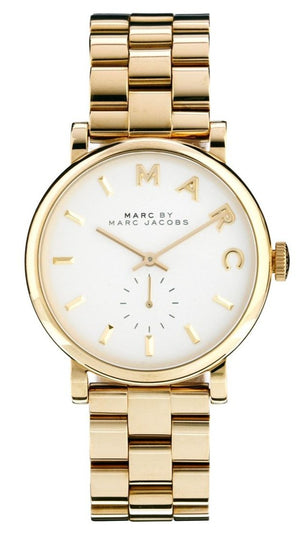 Buy Shop Marc Jacobs Baker White Dial Gold Steel Strap Watch for Women - MBM3243 USA Online
