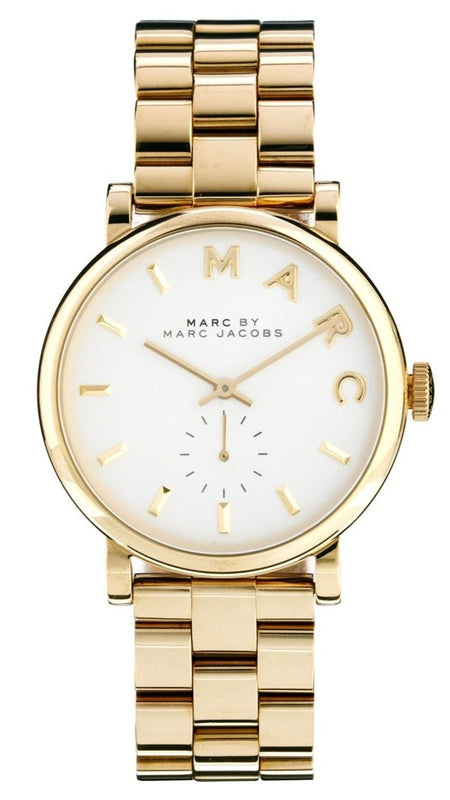 Buy Shop Marc Jacobs Baker White Dial Gold Steel Strap Watch for Women - MBM3243 USA Online