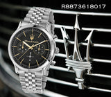Buy Shop Maserati Epoca Chronograph Black Dial Silver Steel Strap Watch For Men - R8873618017 USA Online