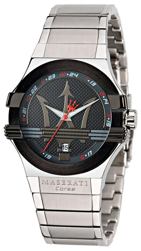 Buy Shop Maserati Potenza Black Dial Silver Steel Strap Watch For Men - R8853108001 USA Online