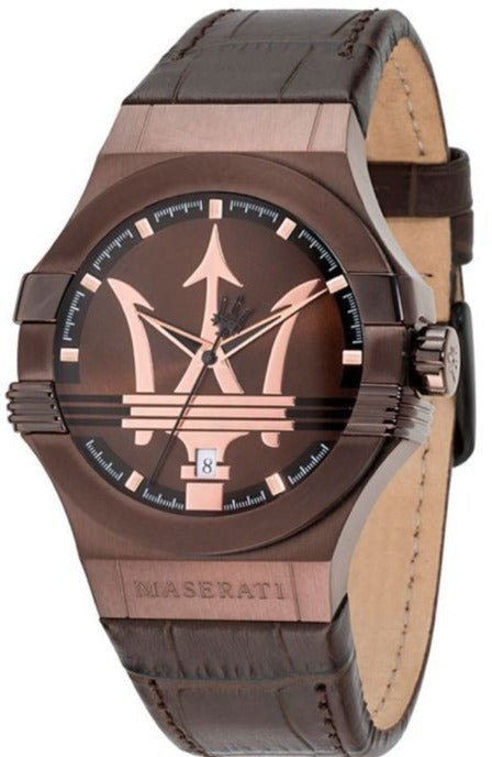 Buy Shop Maserati Potenza Brown Dial Brown Leather Strap Watch For Men - R8851108011 USA Online