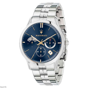 Buy Shop Maserati Ricordo Chronograph Blue Dial Silver Steel Strap Watch For Men - R8873633001 USA Online