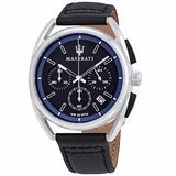 Maserati Trimarano Chronograph Black Dial Black Leather Strap Watch For Men - R8871632001