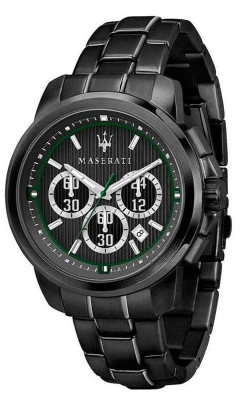 Buy Shop Maserati Royale Chronograph Black Dial Black Steel Strap Watch For Men - R8873637004 USA Online