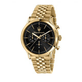 Buy Shop Maserati Epoca Chronograph Black Dial Gold Steel Strap Watch For Men - R8873618023 USA Online