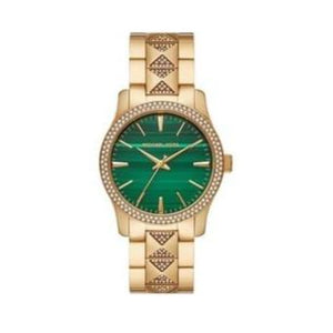 Buy Shop Michael Kors Runway Three Hand Green Dial Gold Steel Strap Watch For Women - MK7390 USA Online