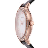 Buy Shop Emporio Armani Cleo Three-Hand Mother of Pearl Dial Black Leather Strap Watch For Women - AR11485 USA Online