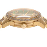Buy Shop Michael Kors Runway Three Hand Green Dial Gold Steel Strap Watch For Women - MK7390 USA Online
