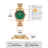 Buy Shop Michael Kors Runway Three Hand Green Dial Gold Steel Strap Watch For Women - MK7390 USA Online