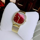 Buy Shop Guess Quartz Red Dial Gold Mesh Strap Watch For Women - GW0354L4 USA Online
