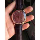 Buy Shop Emporio Armani Classic Chronograph Burgundy Dial Brown Leather Strap Watch For Men - AR1890 USA Online
