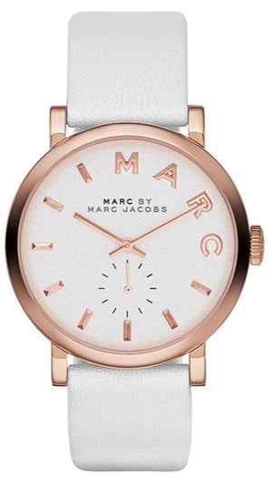 Buy Shop Marc Jacobs Baker White Dial White Leather Strap Watch for Women - MBM1284 USA Online
