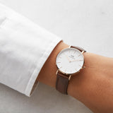 Buy Shop Daniel Wellington Classic Petite Bristol White Dial Brown Leather Strap Watch For Women - DW00100171 USA Online