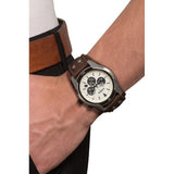 Fossil Coachman Chronograph White Dial Brown Leather Strap Watch for Men - CH2890