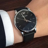Buy Shop Emporio Armani Classic Quartz Black Dial Black Leather Strap Watch For Men - AR1692 USA Online