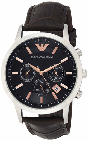 Buy Shop Emporio Armani Renato Chronograph Grey Dial Brown Leather Strap Watch For Men - AR2513 USA Online