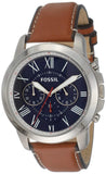 Buy Shop Fossil Grant Chronograph Blue Dial Brown Leather Strap Watch for Men - FS5210 USA Online
