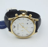Buy Shop Emporio Armani Classic Chronograph White Dial Black Leather Strap Watch For Men - AR1892 USA Online