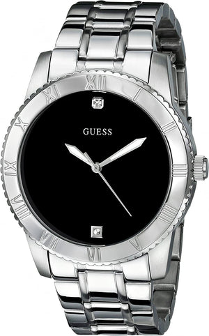Buy Shop Guess Minimal Black Dial Silver Steel Strap Watch for Men - W0416G1 USA Online