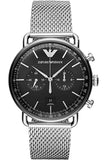 Buy Shop Emporio Armani Luigi Black Dial Silver Mesh Bracelet Watch For Men - AR8032 USA Online