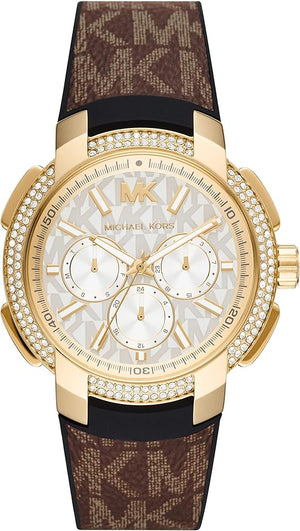 Buy Shop Michael Kors Sidney Multifunction White Dial Brown Leather Strap Watch For Women - MK6948 USA Online