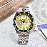 Buy Shop Seiko 5 Sports GMT Automatic 70th Anniversary Taiwan Limited Edition Gold Dial Silver Steel Strap Watch For Men - SSK044K1 USA Online