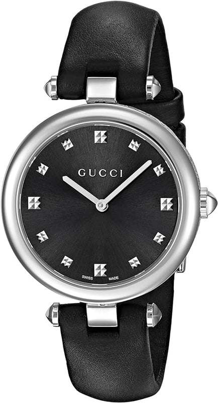 Buy Shop Gucci Diamantissima Diamonds Black Dial Black Leather Strap Watch For Women - YA141403 USA Online