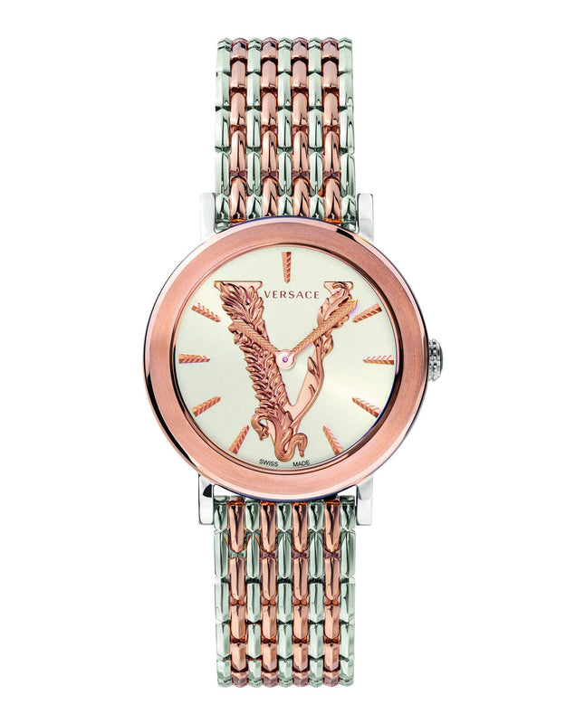 Buy Shop Versace Virtus Quartz White Dial Two Tone Steel Strap Watch for Women - VEHC00519 USA Online
