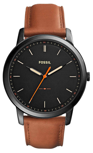 Buy Shop Fossil The Minimalist Black Dial Brown Leather Strap Watch for Men - FS5305 USA Online