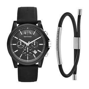 Buy Shop Armani Exchange Outerbanks Chronograph Black Dial Black Silicone Strap Watch For Men - AX1326 USA Online