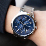 Buy Shop Emporio Armani Renato Chronograph Blue Dial Silver Steel Strap Watch For Men - AR11164 USA Online