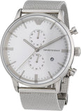 Buy Shop Emporio Armani Classic Chronograph Quartz Silver Dial Silver Mesh Bracelet Watch For Men - AR0390 USA Online