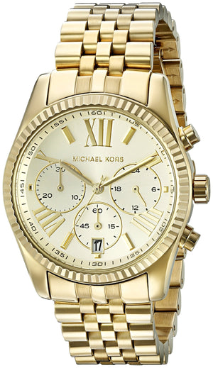 Buy Shop Michael Kors Lexington Chronograph Gold Dial Gold Steel Strap Watch for Women - MK5556 USA Online