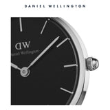 Buy Shop Daniel Wellington Petite Sterling Black Dial Brown Leather Strap Watch For Women - DW00100178 USA Online