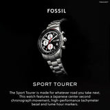 Buy Shop Fossil Sport Tourer Chronograph Black Dial Silver Steel Strap Watch for Men - FS6045 USA Online