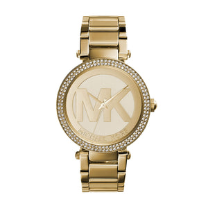 Buy Shop Michael Kors Parker Diamonds Gold Dial Gold Steel Strap Watch for Women - MK5784 USA Online