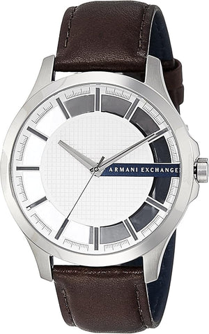 Buy Shop Armani Exchange Hampton Chronograph White Dial Brown Leather Strap Watch For Men - AX2187 USA Online