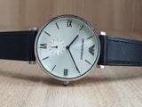 Emporio Armani Retro Analog Quartz Silver Dial Black Leather Strap Watch For Men - AR1674