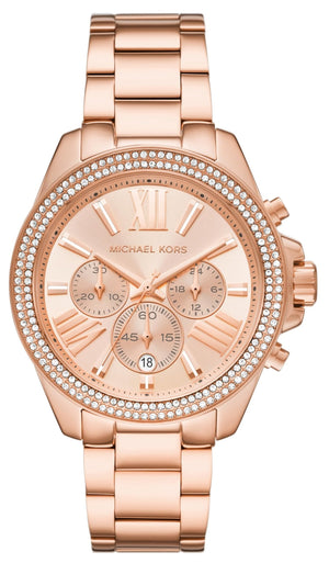 Michael Kors Wren Chronograph Rose Gold Dial Rose Gold Steel Strap Watch for Women - MK7430