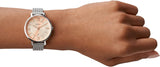 Buy Shop Fossil Jacqueline Three Hand Pink Dial Silver Mesh Strap Watch for Women - ES5089 USA Online