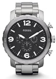 Buy Shop Fossil Nate Chronograph Black Dial Silver Steel Strap Watch for Men - JR1353 USA Online