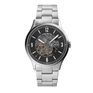 Buy Shop Fossil Forrester Automatic Skeleton Black Dial Silver Steel Strap Watch for Men - ME3180 USA Online