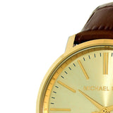 Buy Shop Michael Kors Jaryn Quartz Gold Dial Brown Leather Strap Watch For Women - MK2496 USA Online