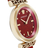 Versace Greca Meander Red Dial Red Leather Strap Watch for Women - VELW00320