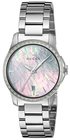 Gucci G Timeless Mother of Pearl Dial Silver Steel Strap Watch For Women - YA126543