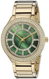 Michael Kors Kerry Green Dial Gold Steel Strap Watch for Women - MK3409